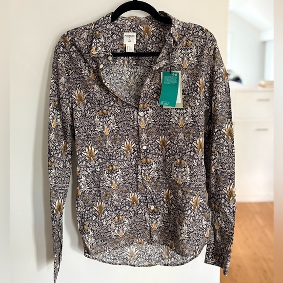 H&M Other - H&M x Morris & Co. Shirt with Gold & Cream Floral Print
